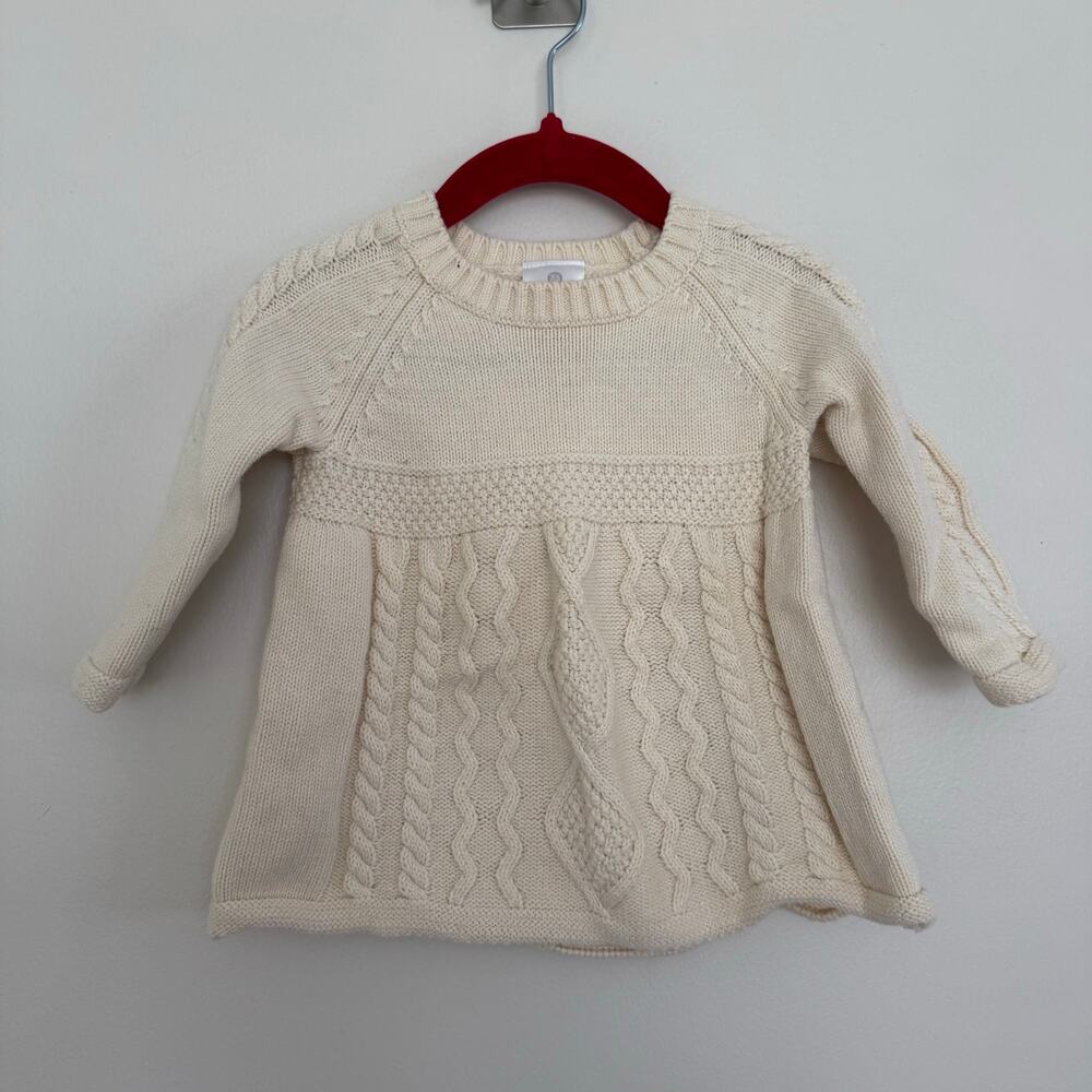 Hanna Andersson Cable Knit Sweater Dress in a Classic Cream/Ivory